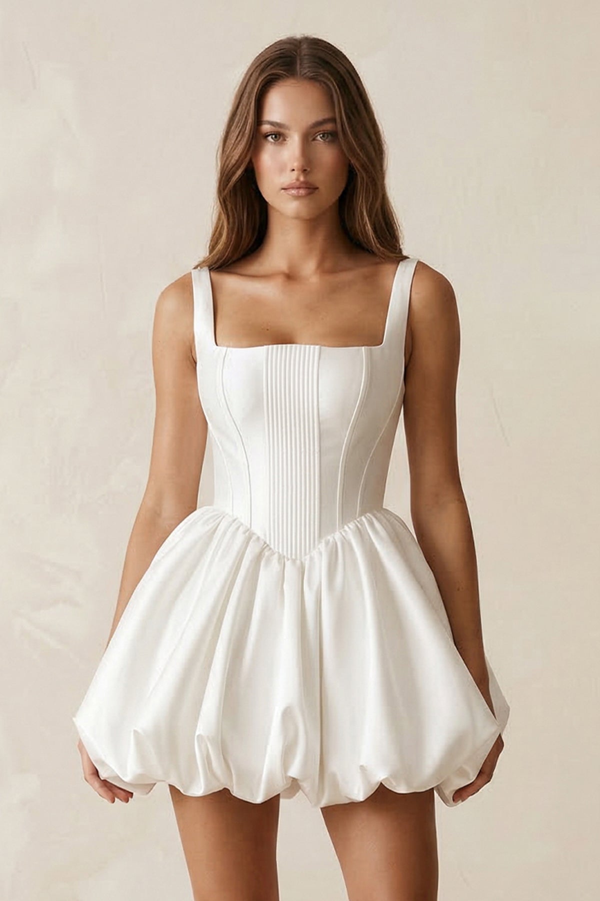 Robe de mariée courte blanc en dentelle sans manches à corset - Harana