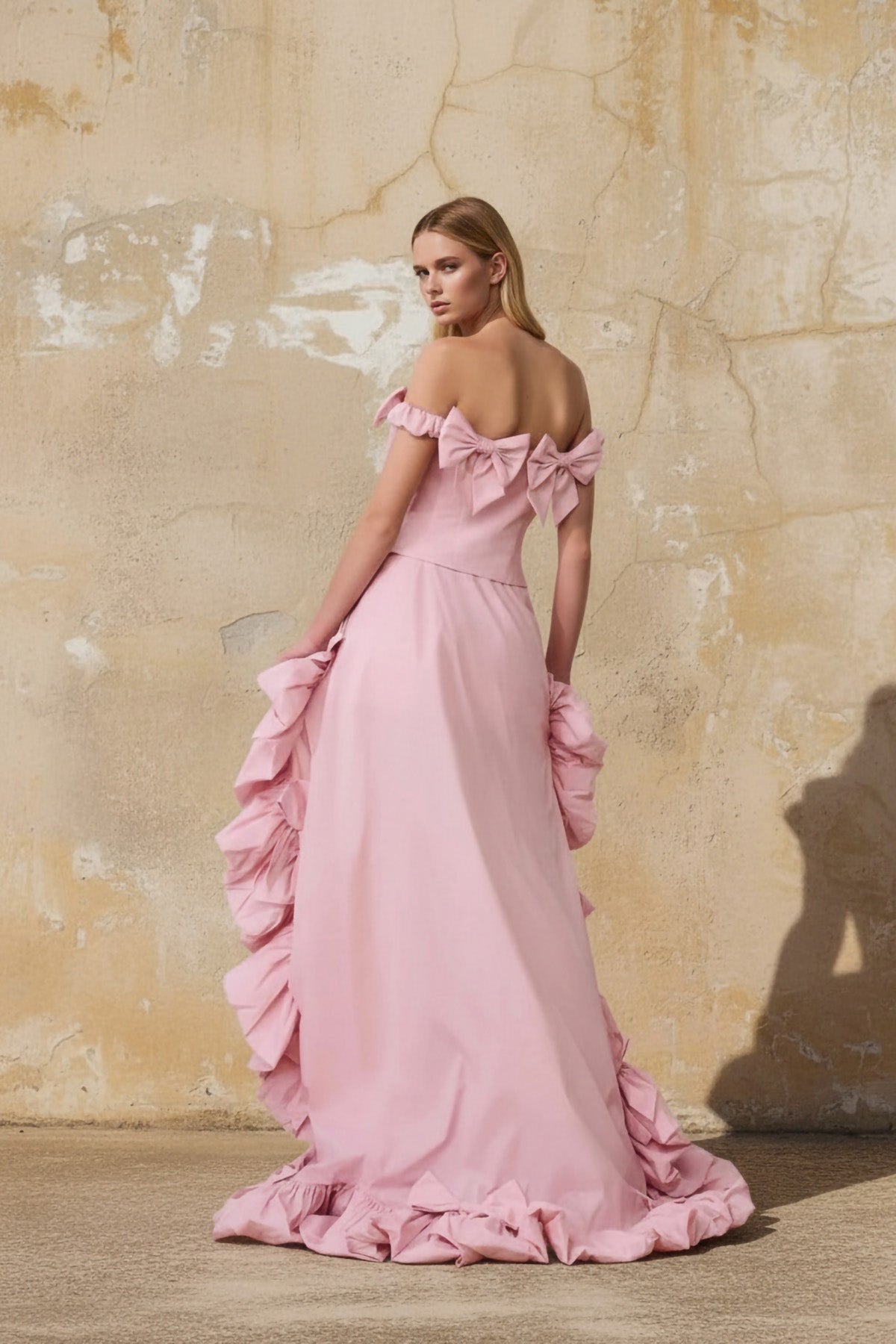 Robe longue rose avec nœud - Harana