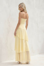 Robe longue jaune en mousseline - Harana