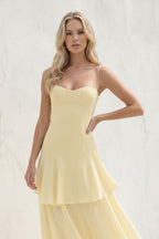 Robe longue jaune en mousseline - Harana