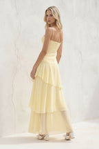 Robe longue jaune en mousseline - Harana