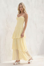 Robe longue jaune en mousseline - Harana