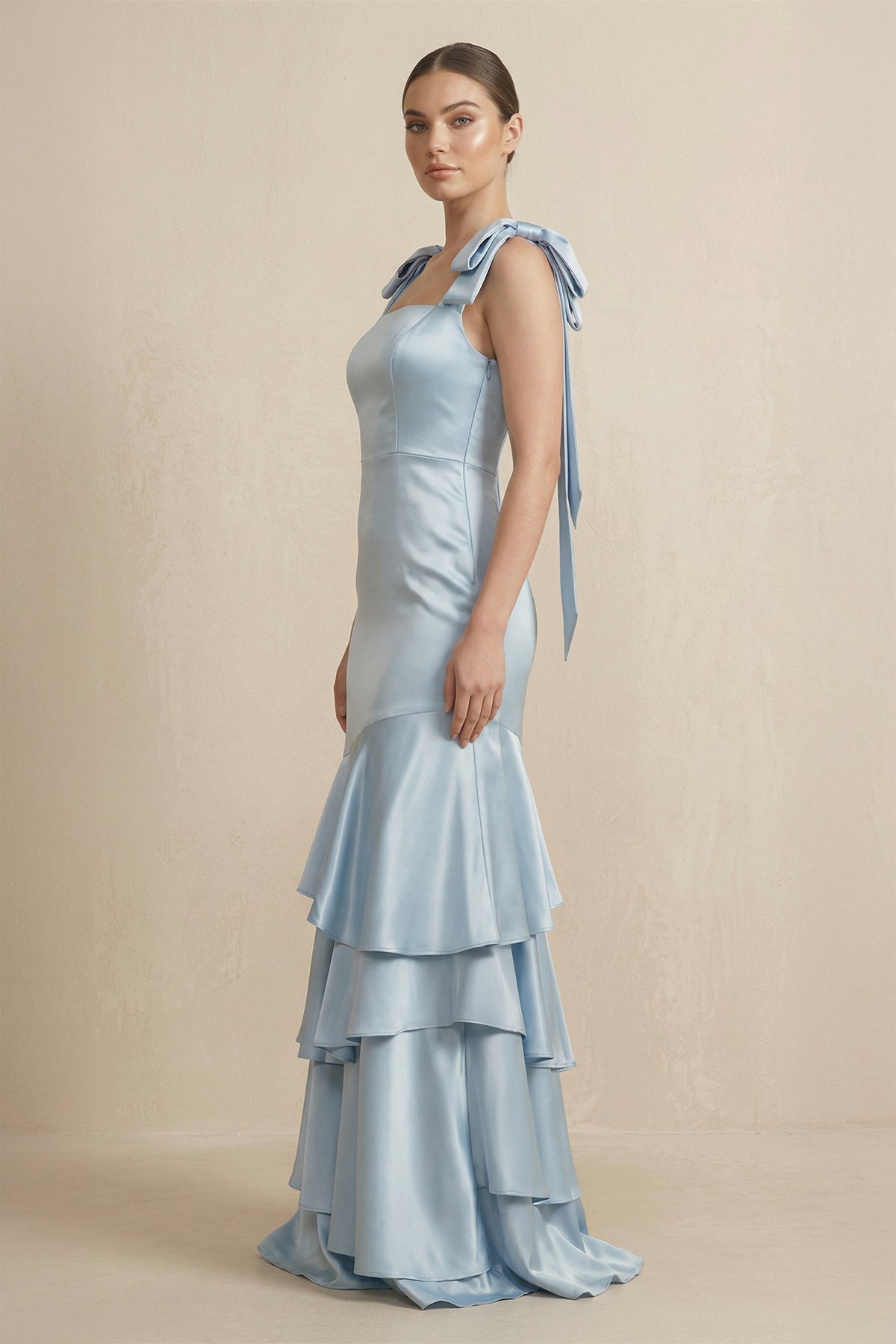 Robe demoiselle d’honneur ice longue sans manches avec nœud satinée - Harana