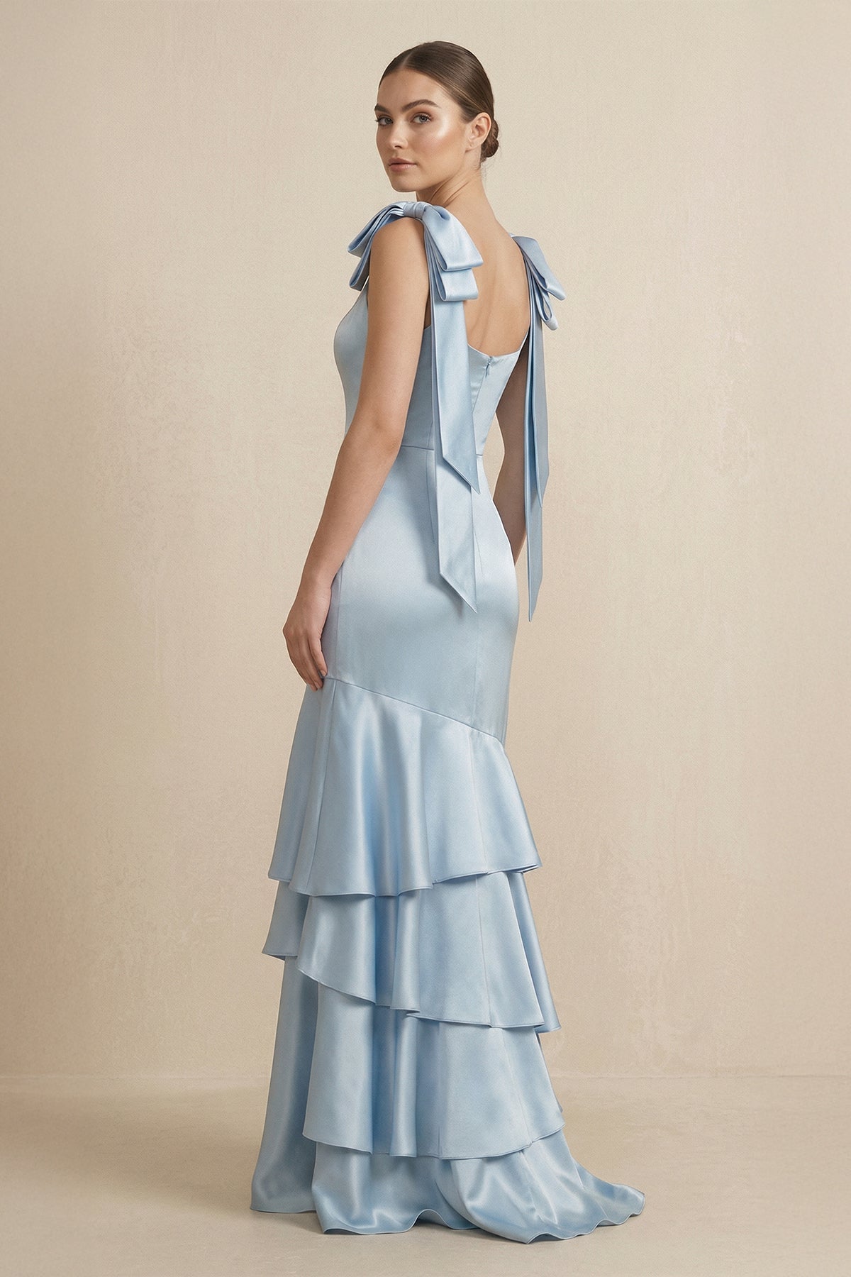 Robe demoiselle d’honneur ice longue sans manches avec nœud satinée - Harana