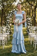 Robe demoiselle d’honneur ice longue sans manches avec nœud satinée - Harana