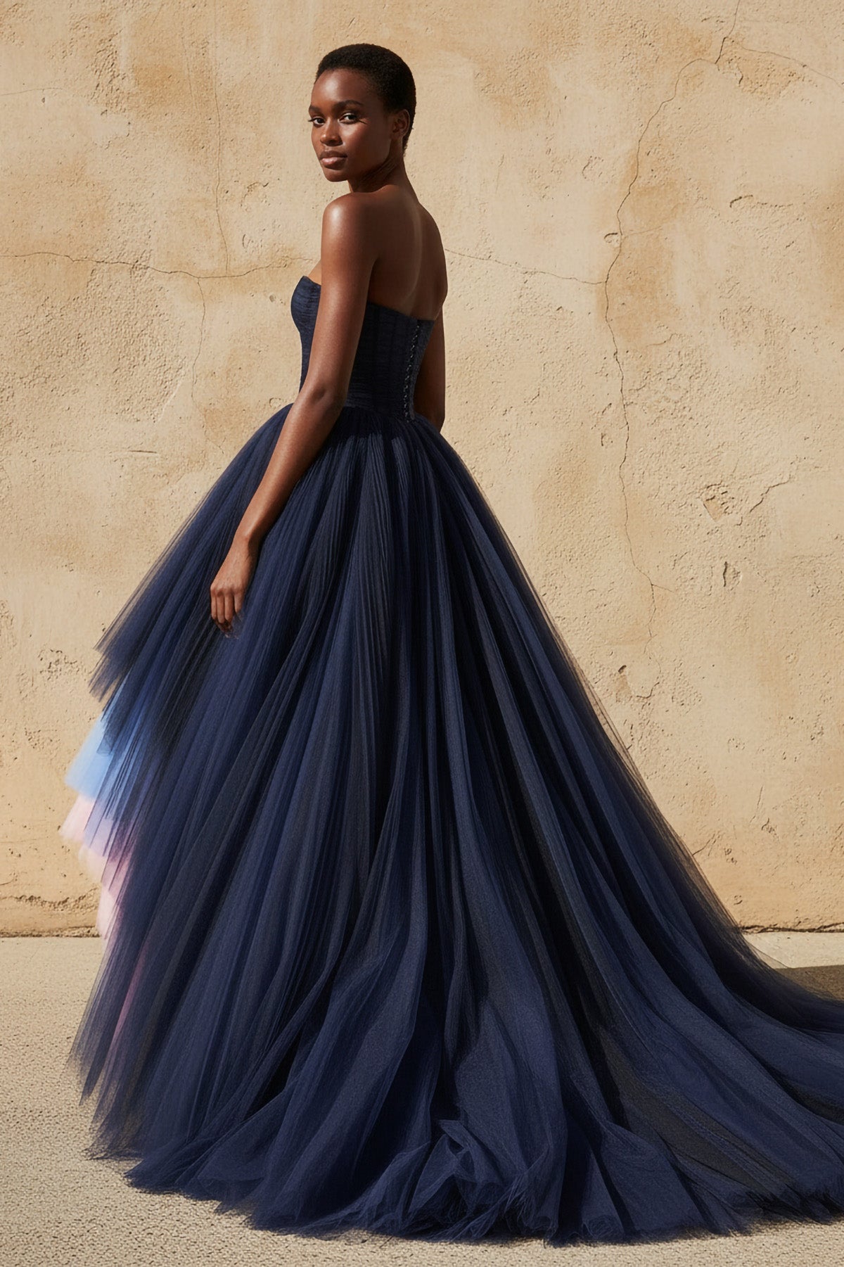 Robe longue multi en tulle plissée - Harana