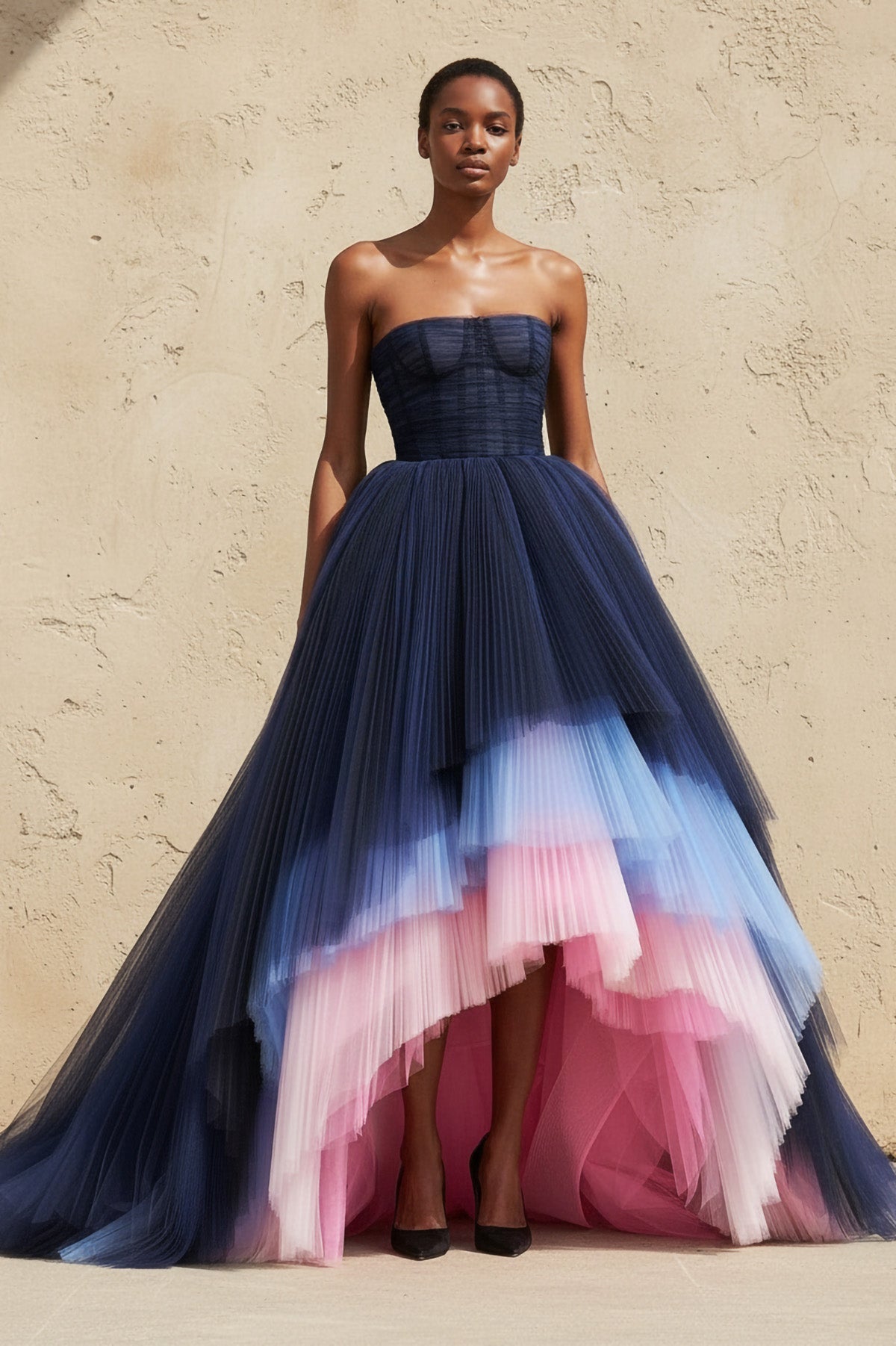 Robe longue multi en tulle plissée - Harana