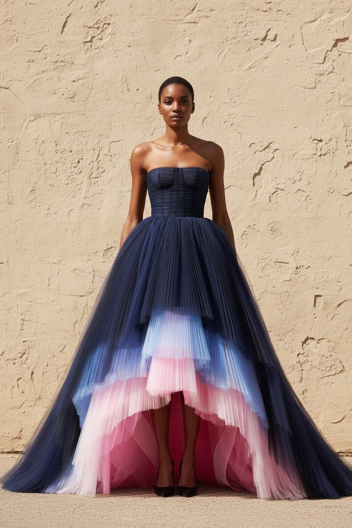 Robe longue multi en tulle plissée - Harana