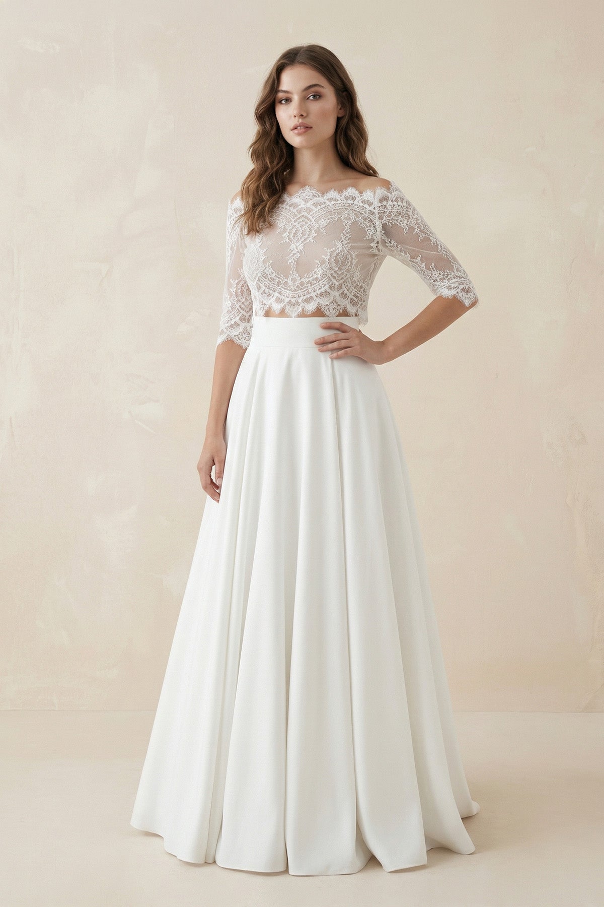 Robe de mariée ivoire trapèze satinée - Harana