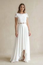Robe de mariée blanche trapèze en mousseline - Harana