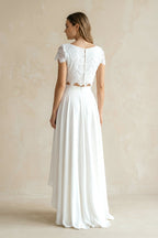 Robe de mariée blanche trapèze en mousseline - Harana