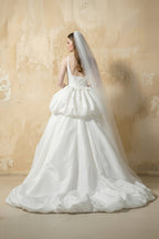 Robe de mariée blanc longue col V sans manches à dentelle - Harana