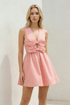 Robe courte rose avec nœud - Harana