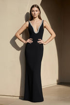 Robe longue noir perlée - Harana