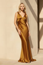 Robe longue marigold avec nœud - Harana