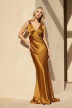 Robe longue marigold avec nœud - Harana