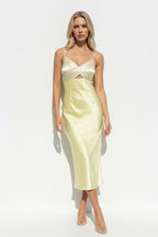 Robe midi jaune plissée - Harana