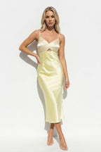 Robe midi jaune plissée - Harana