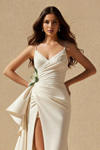 Robe longue ivoire plissée - Harana