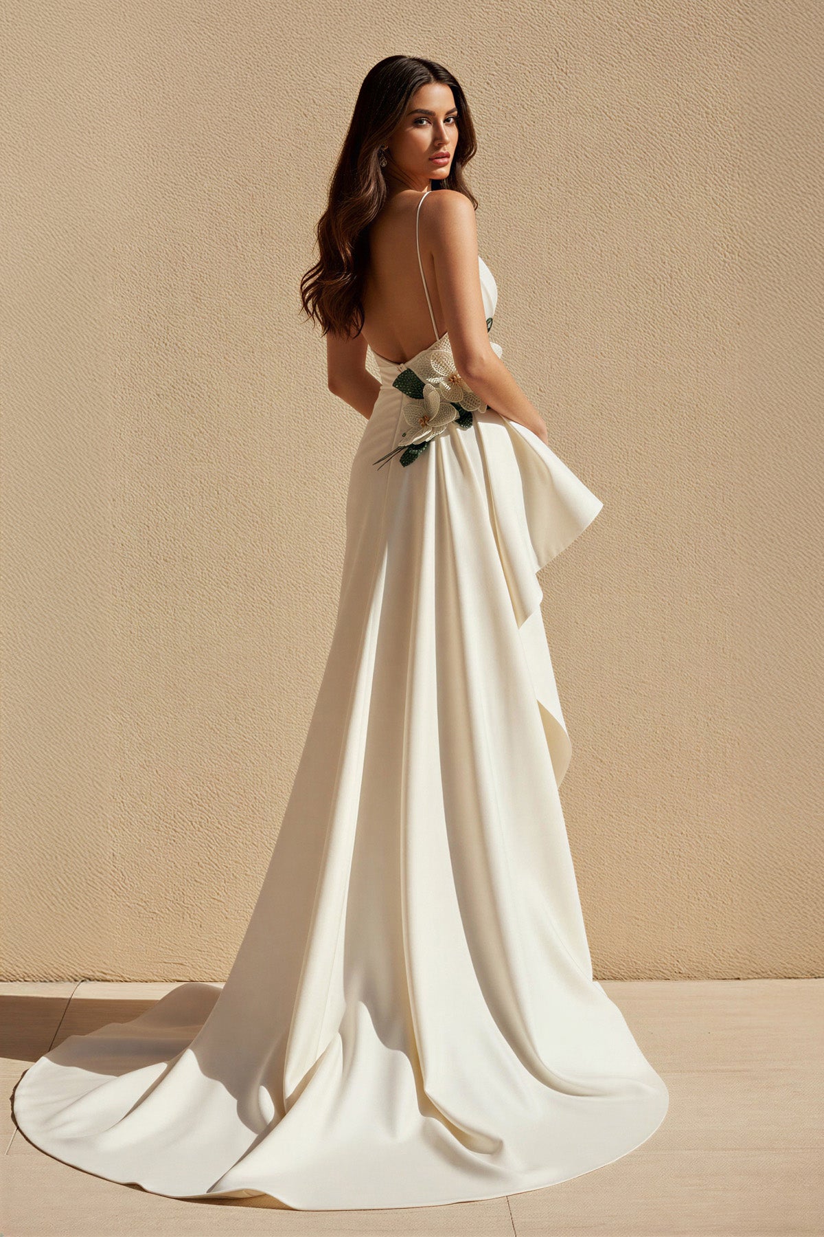 Robe longue ivoire plissée - Harana