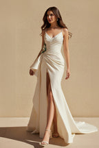 Robe longue ivoire plissée - Harana