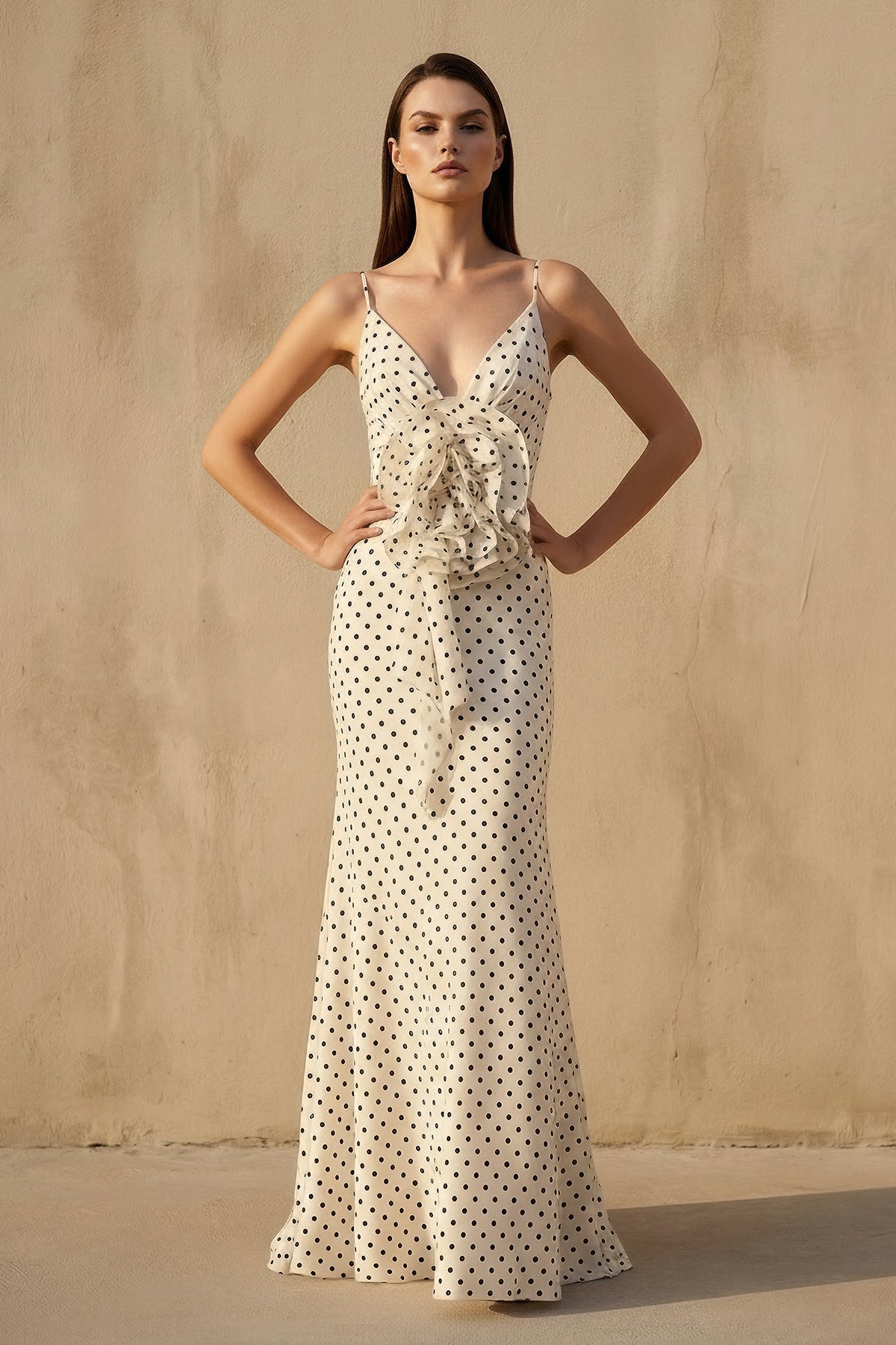 Robe longue ivoire à volants - Harana