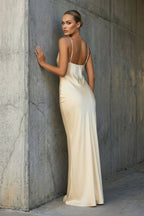 Robe longue jaune satinée - Harana