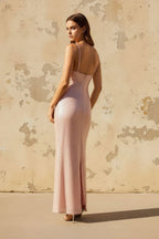Robe longue rose poudré pailletée - Harana