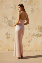 Robe longue rose poudré pailletée - Harana
