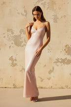 Robe longue rose poudré pailletée - Harana