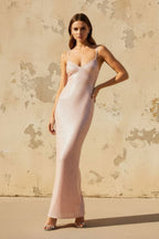 Robe longue rose poudré pailletée - Harana