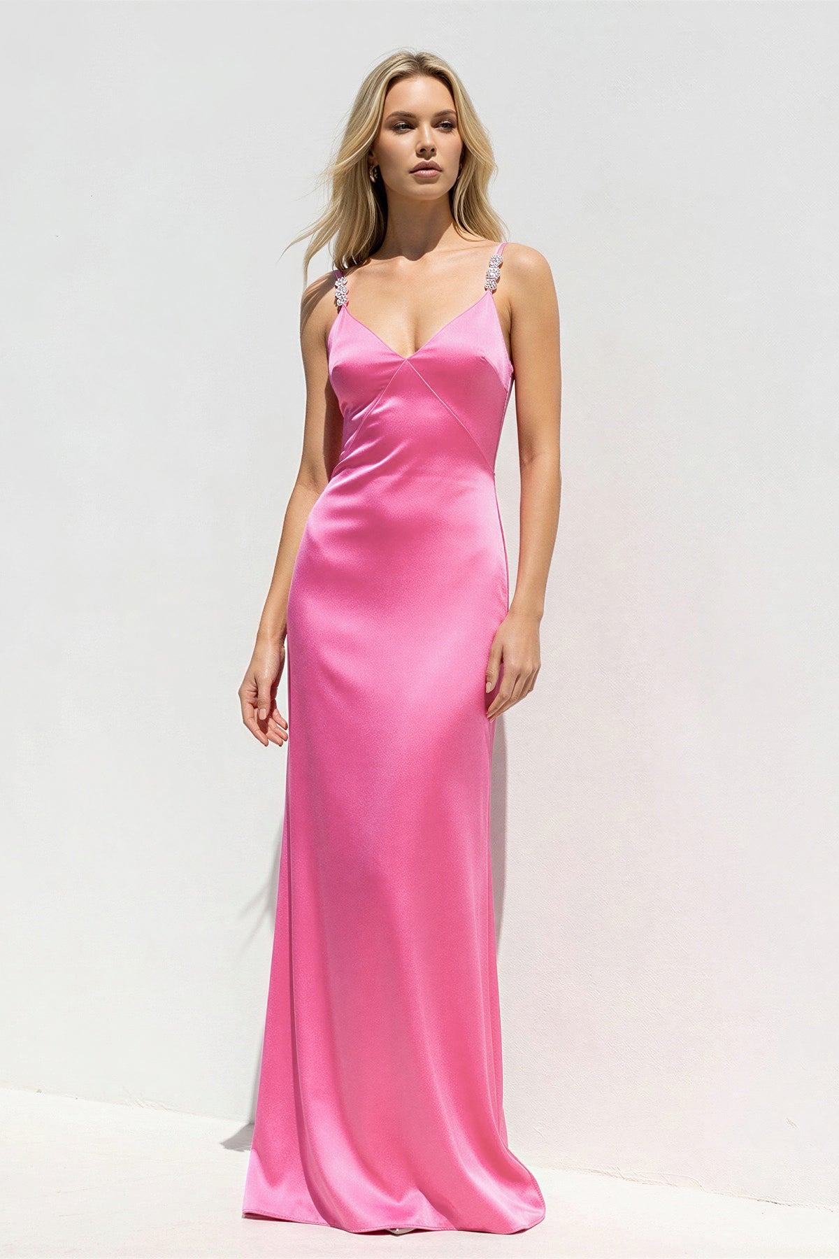 Robe longue bonbon pink perlée - Harana