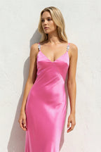 Robe longue bonbon pink perlée - Harana