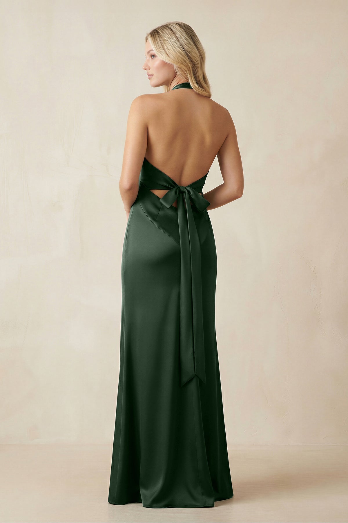 Robe demoiselle d’honneur moss longue col V sans manches avec fente - Harana
