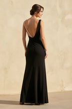 Robe longue noir avec fente - Harana