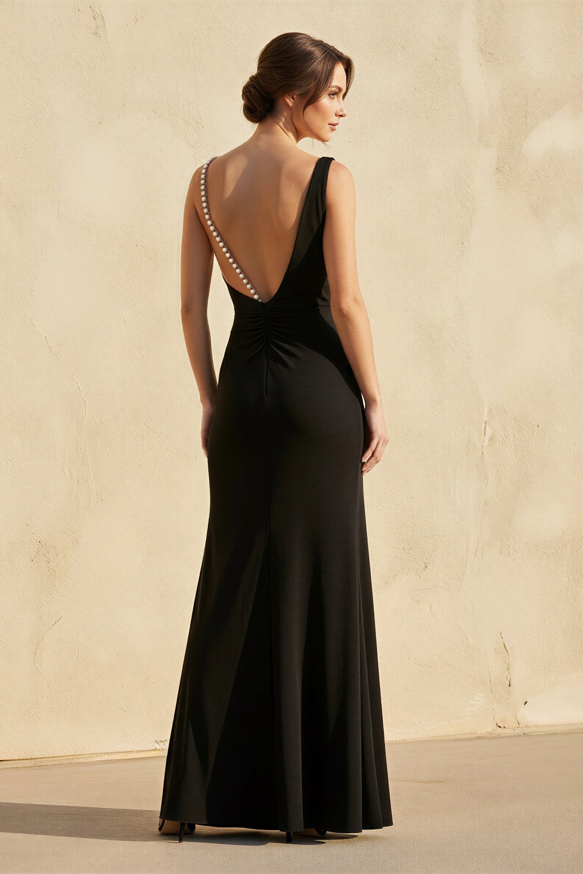 Robe longue noir avec fente - Harana