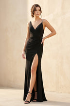 Robe longue noir avec fente - Harana