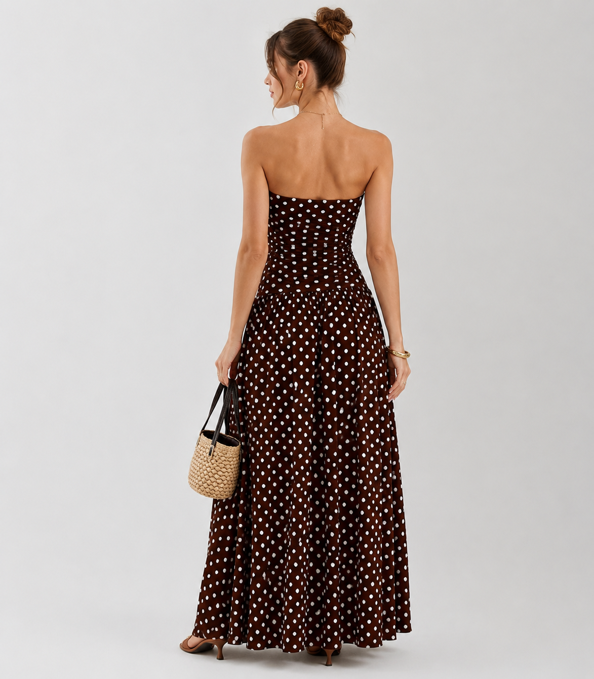 Robe longue à pois dos nu - Harana