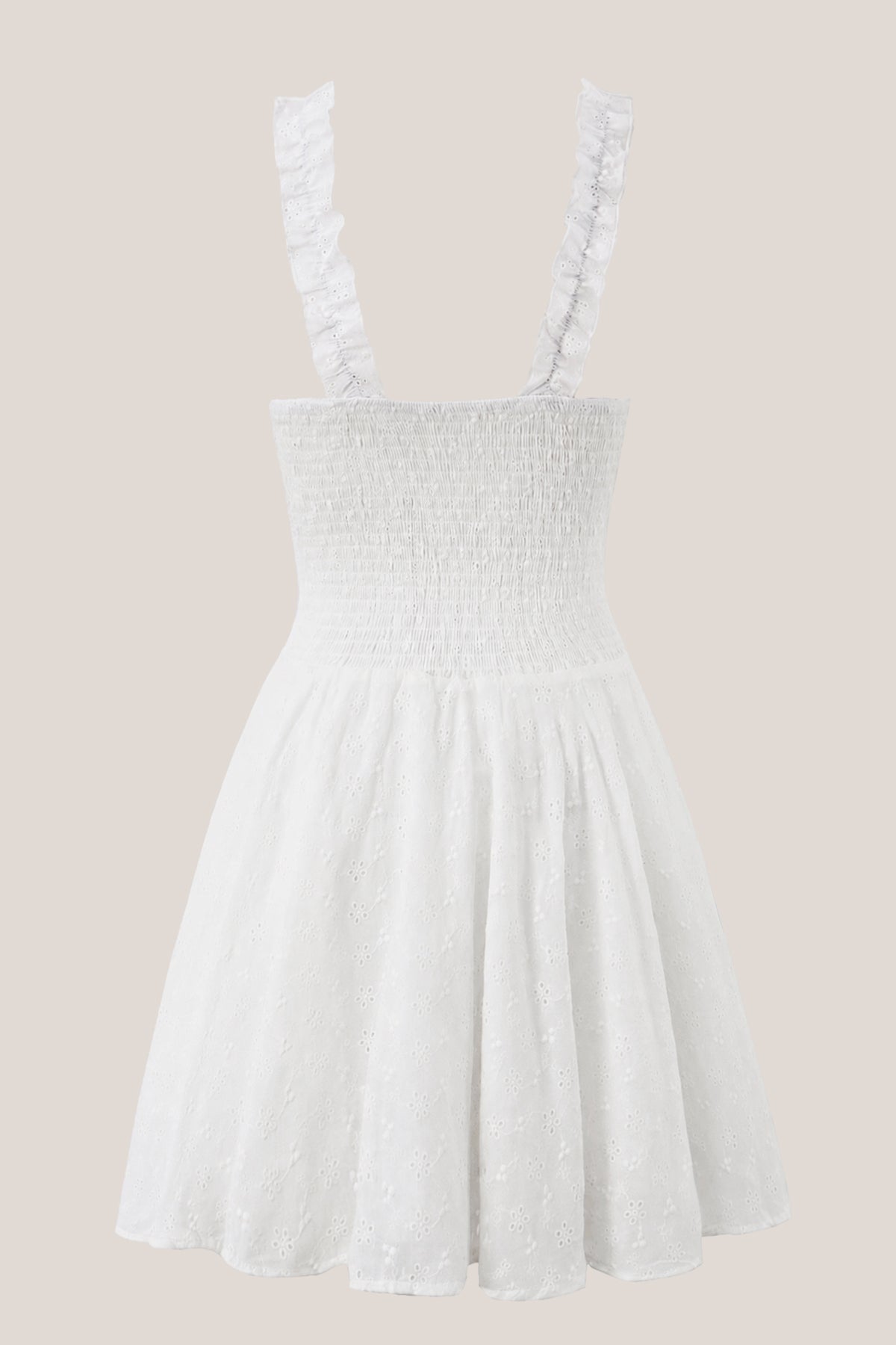 Robe blanche courte en coton coupe trapèze à encolure arrondie - Harana