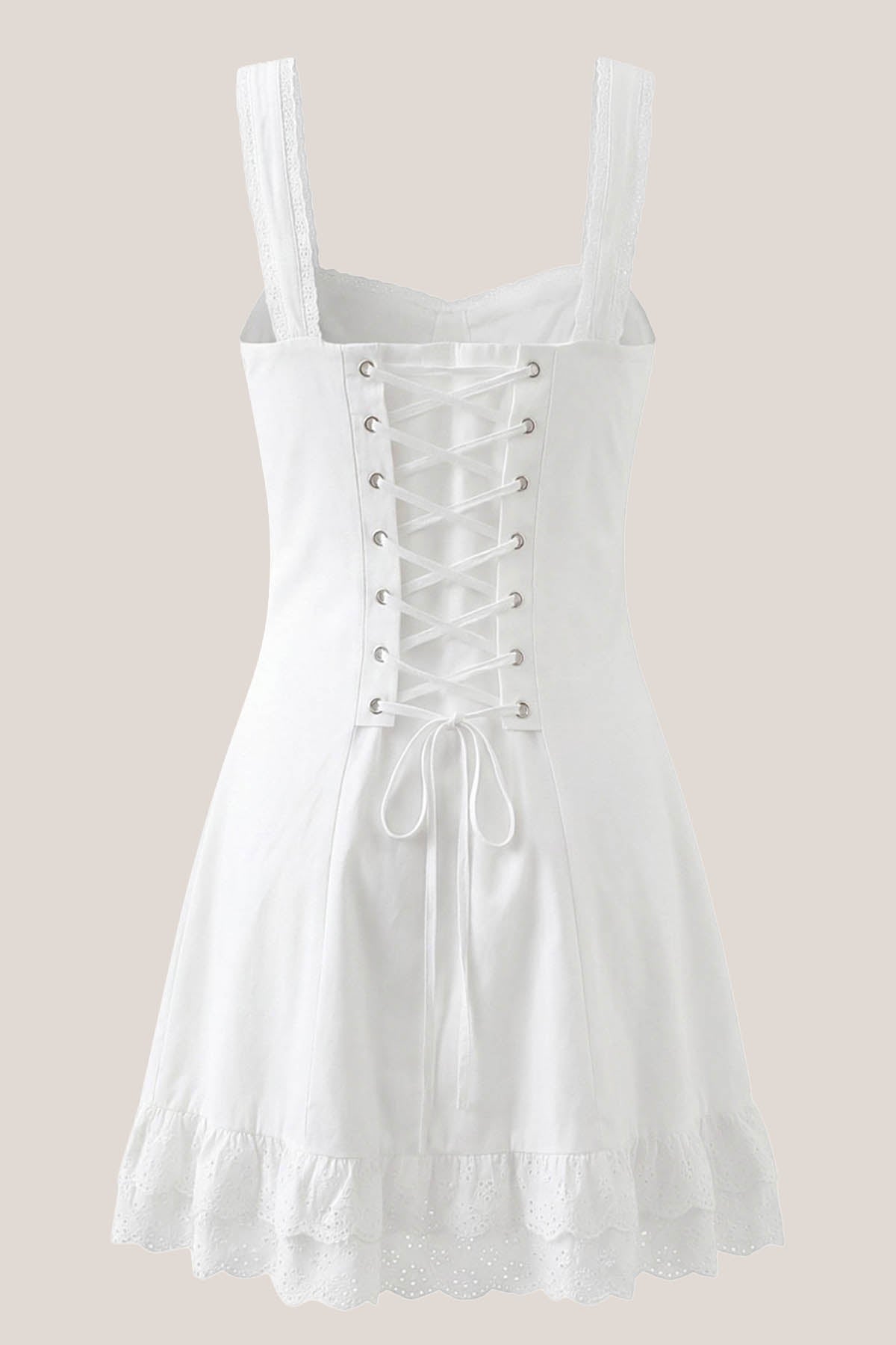 Robe blanche courte en dentelle et coton coupe fourreau à fines bretelles - Harana