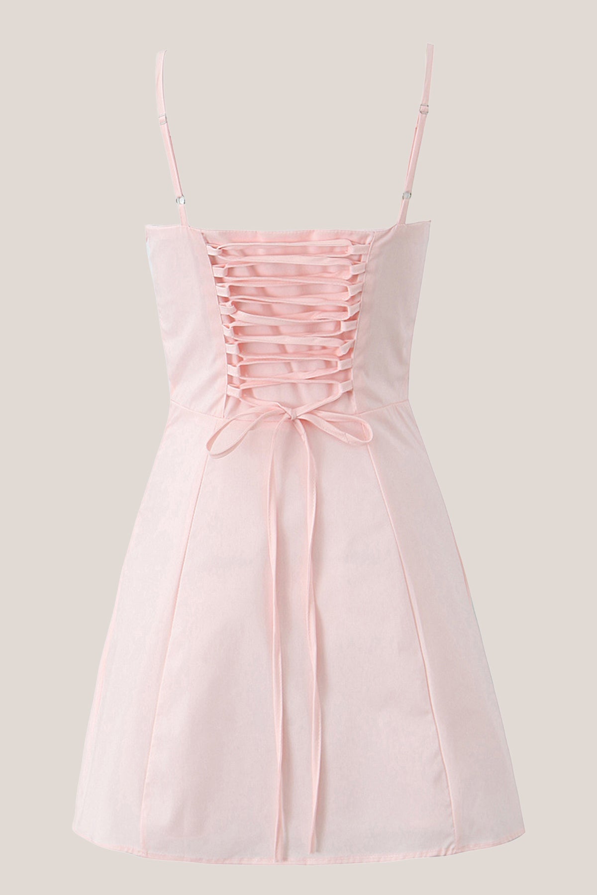 Robe rose courte en coton coupe trapèze à encolure carrée - Harana