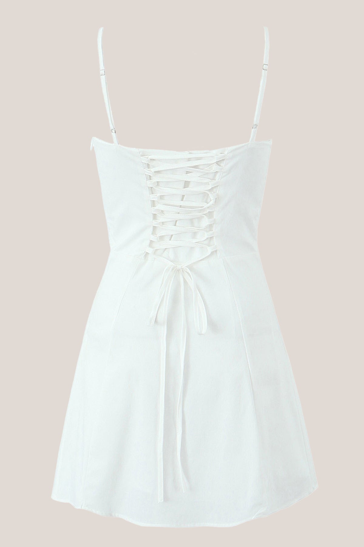 Robe blanche courte en coton coupe trapèze à encolure carrée - Harana