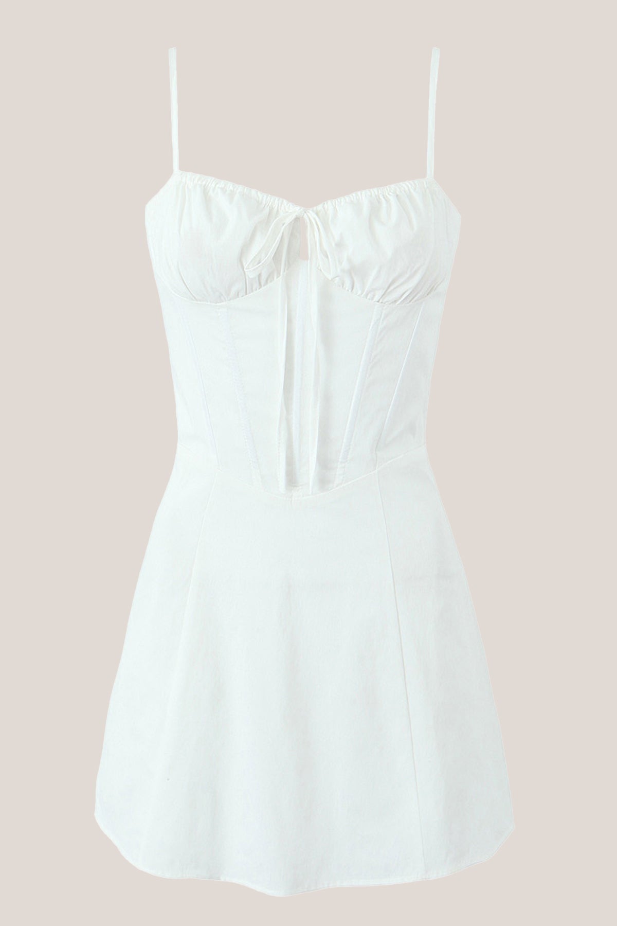 Robe blanche courte en coton coupe trapèze à encolure carrée - Harana