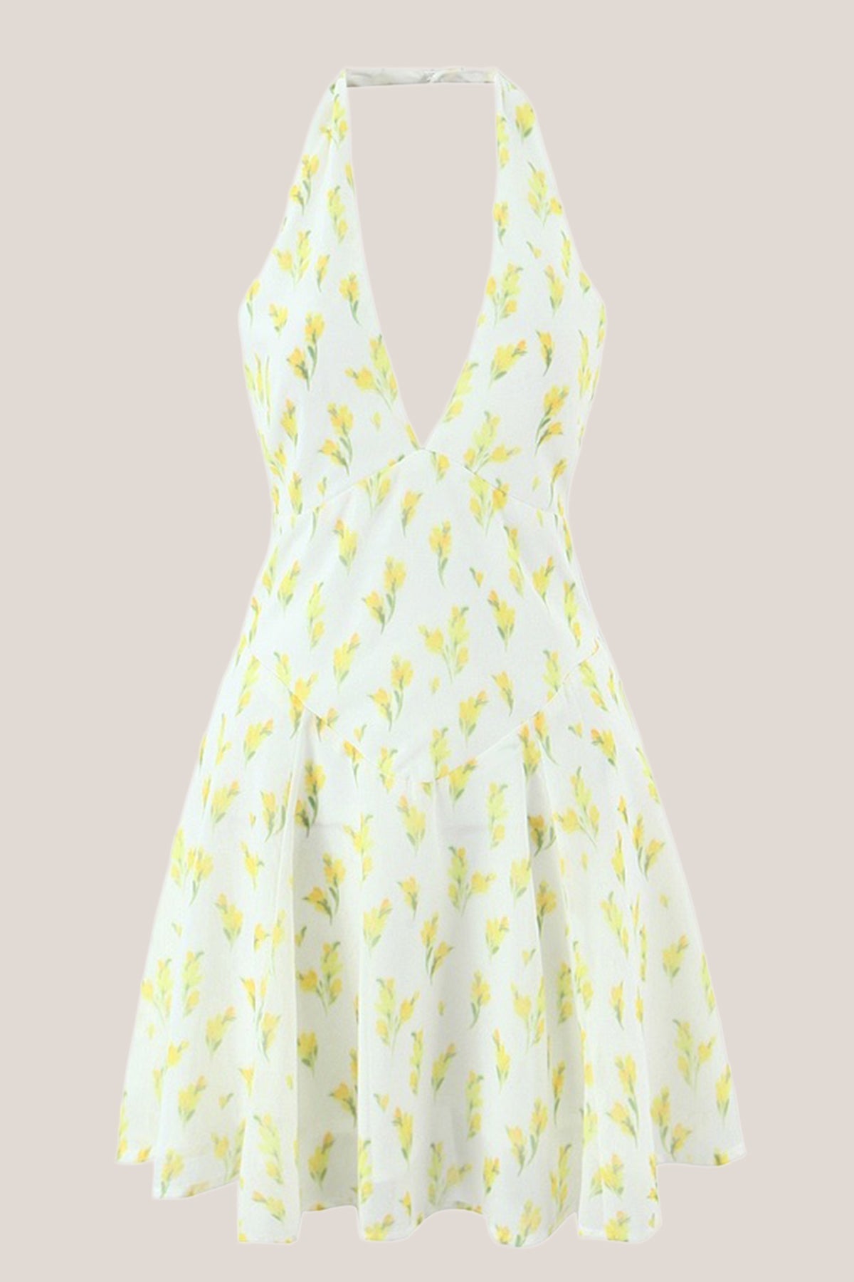 Robe blanche courte en coton à col licou imprimée - Harana