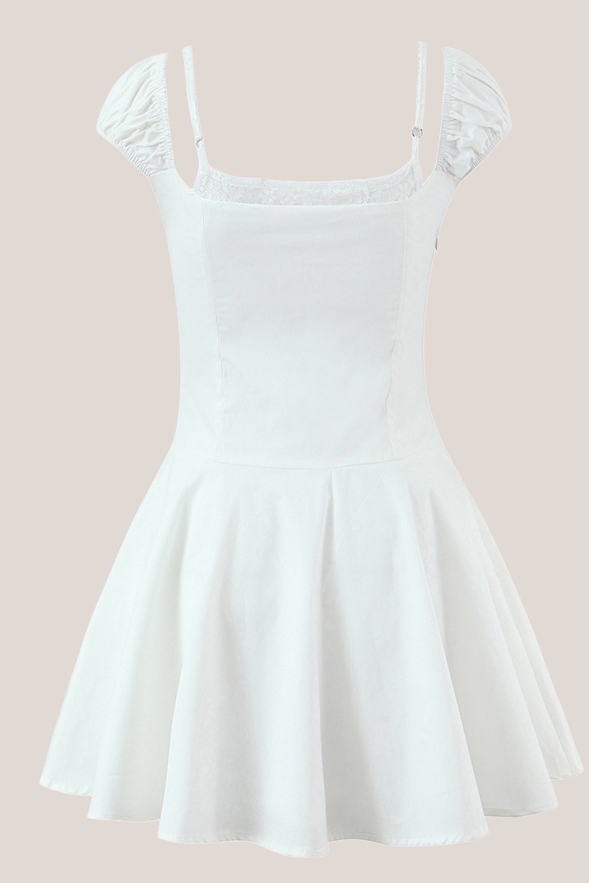 Robe blanche courte en coton coupe trapèze à manches courtes - Harana