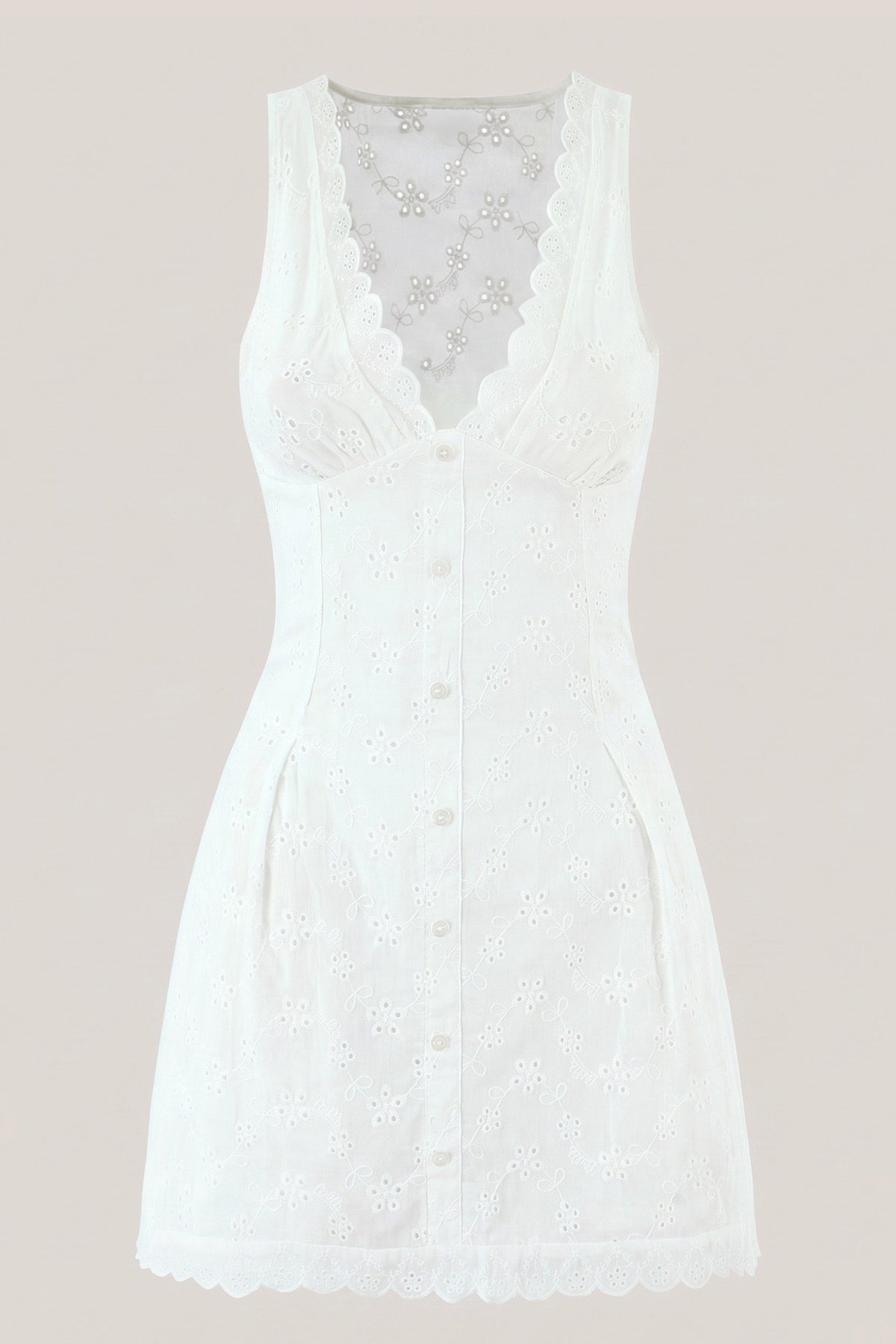 Robe blanche courte coupe trapèze à col V et imprimé floral - Harana