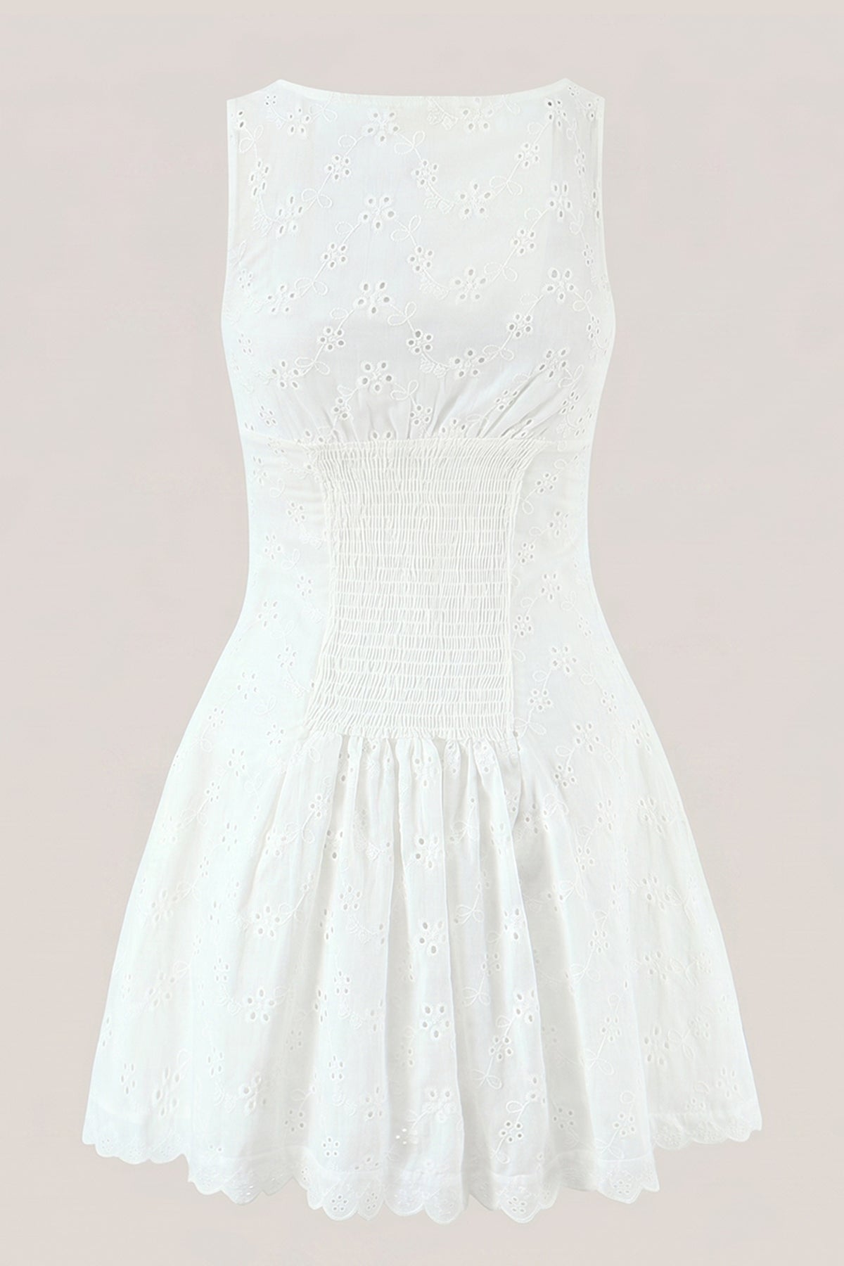 Robe blanche courte coupe trapèze à col V et imprimé floral - Harana