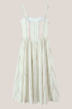 Robe blanche midi en coton coupe trapèze à imprimé floral rétro - Harana