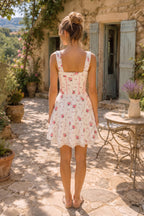Robe blanche courte en coton imprimée - Harana
