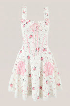Robe blanche courte en coton imprimée - Harana